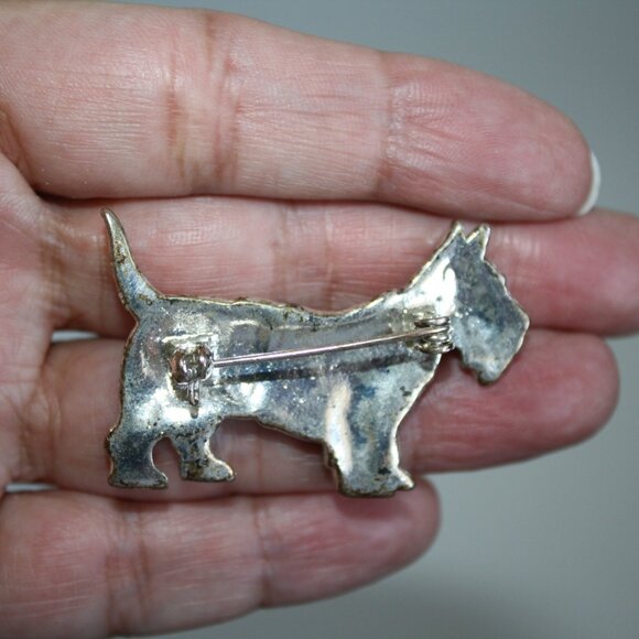Vintage Marcasite Scottish Terrier Brooch Jewelry Dog lovers - Picture 2 of 4